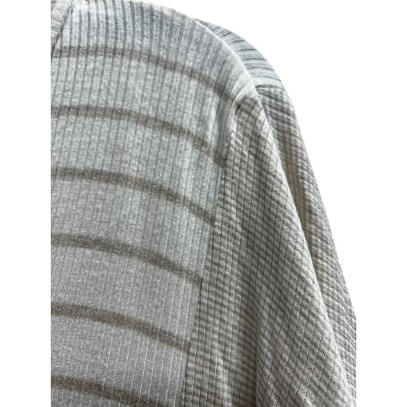 SWEET GRAY tan white Jersey knit national striped check blouse weekend sz L - Picture 8 of 8